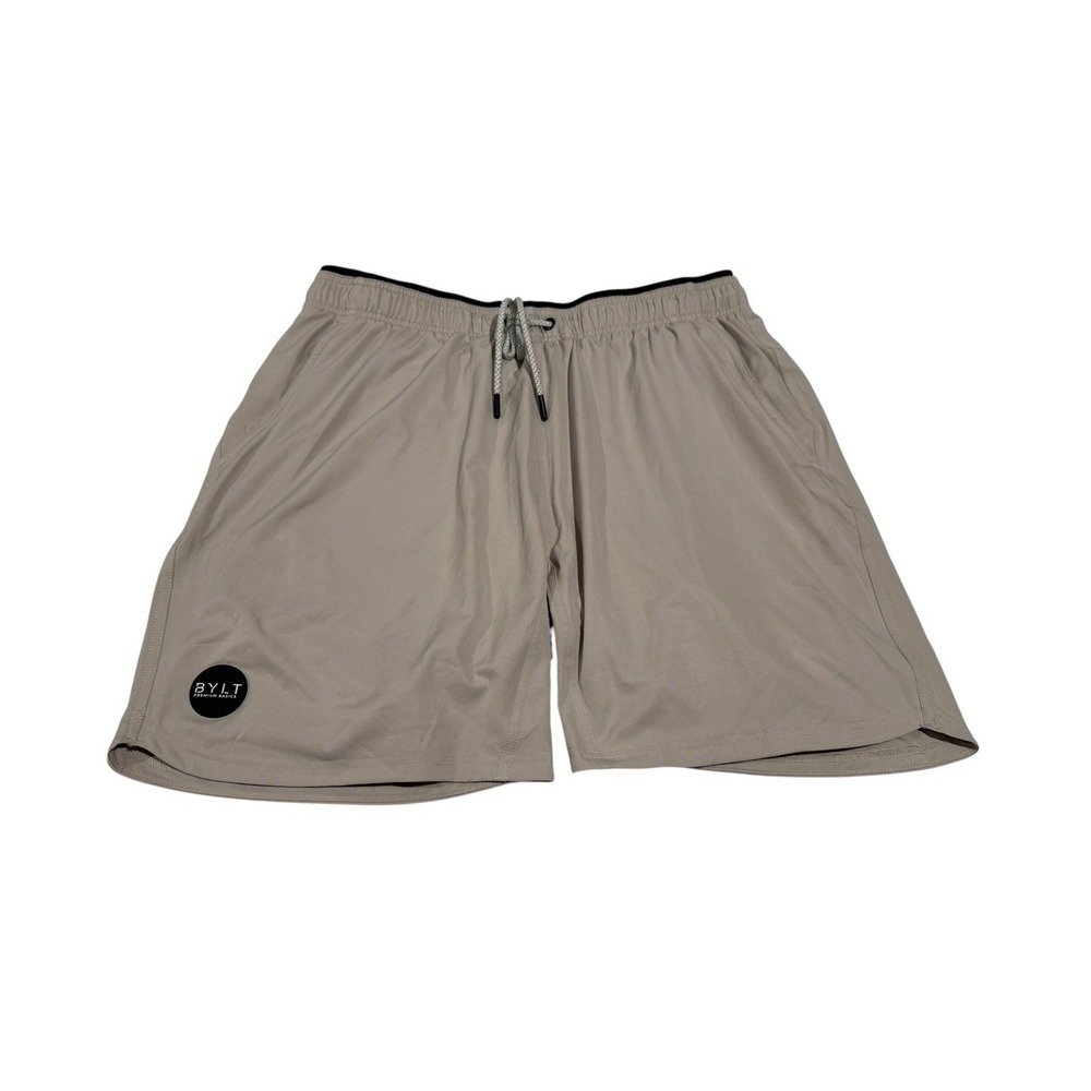 BYLT Premium Basics Men's Lined Active Shorts DOVE Active+Short  XL Beige NWT